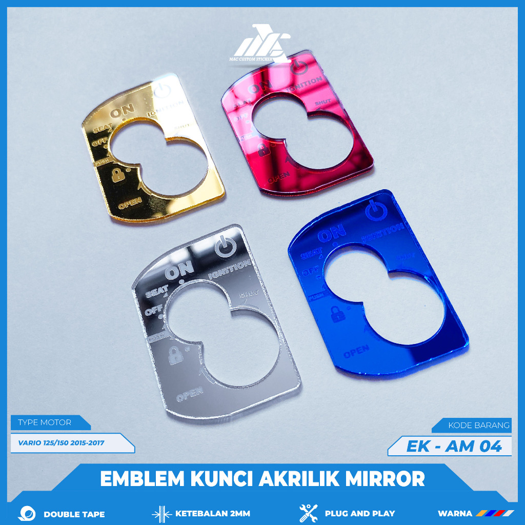 EMBLEM KUNCI AKRILIK VARIO 125 150 LED - EMBLEM KONTAK VARIO 125 / 150 tahun 2015-2017 - EK AM 04