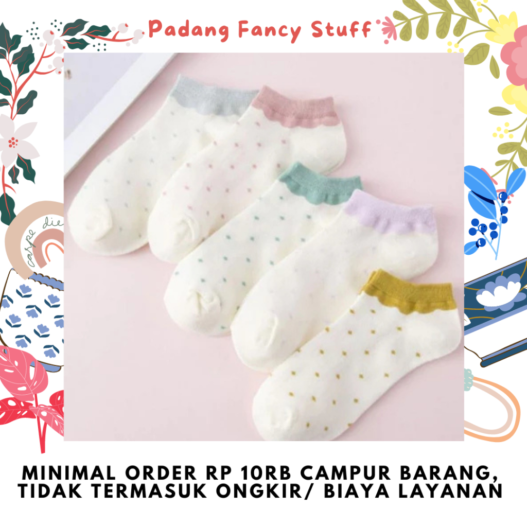 PFS - 064 Kaos Kaki Kaos Kaki Pendek ReMaja Wanita Motif Polkadot