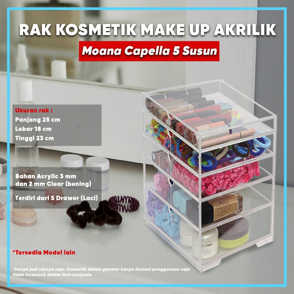 Rak Laci Aksesoris Akrilik Moana Capella 5 Susun