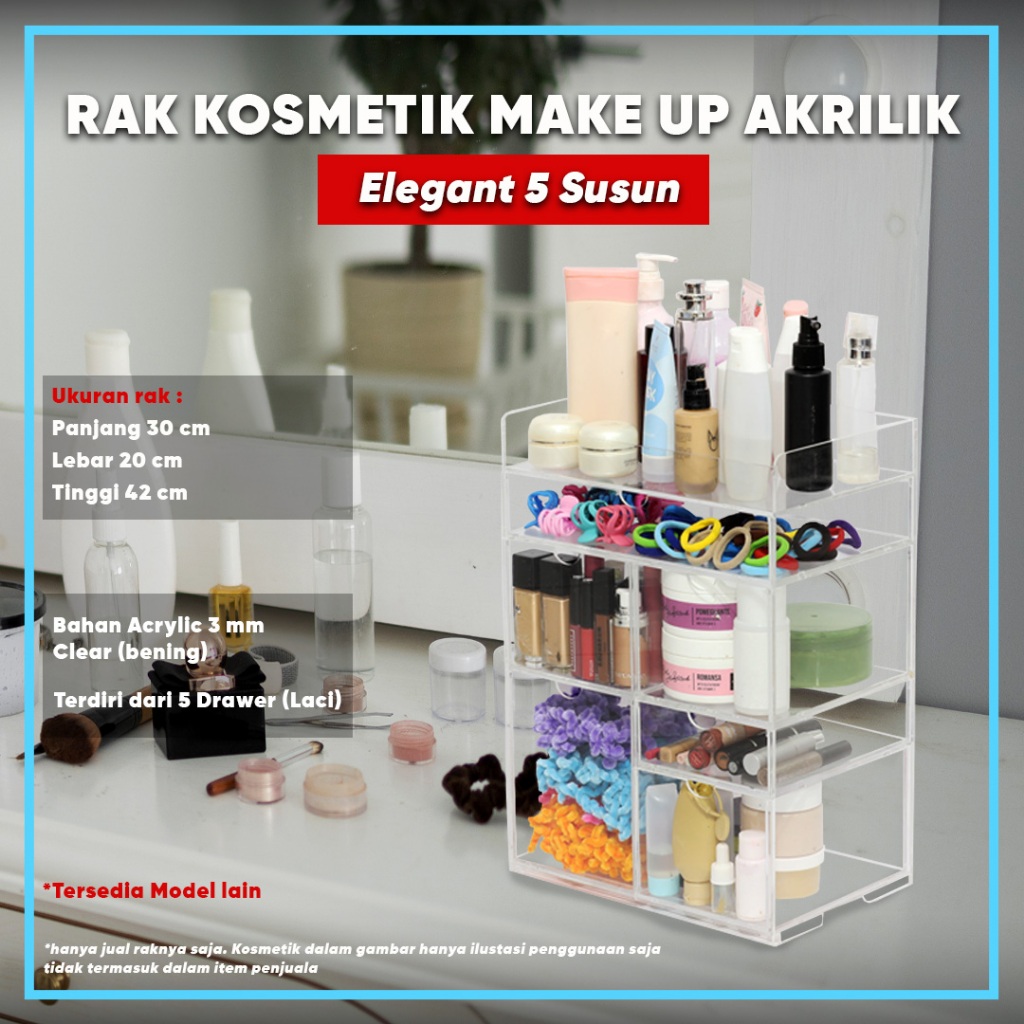 Rak Laci Aksesoris Akrilik Elegant 5 Susun
