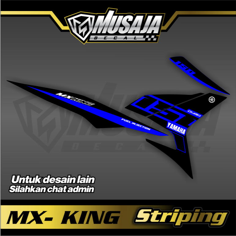 Striping mx king putih hitam biru transparan uv glossy non full body custom