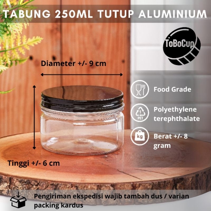 ISI 24 PCS TOPLES TABUNG 250ML - 300ML TUTUP ALUMINIUM/ TOPLES KUE KERING 250ML - 300ML/ TOPLES KERI