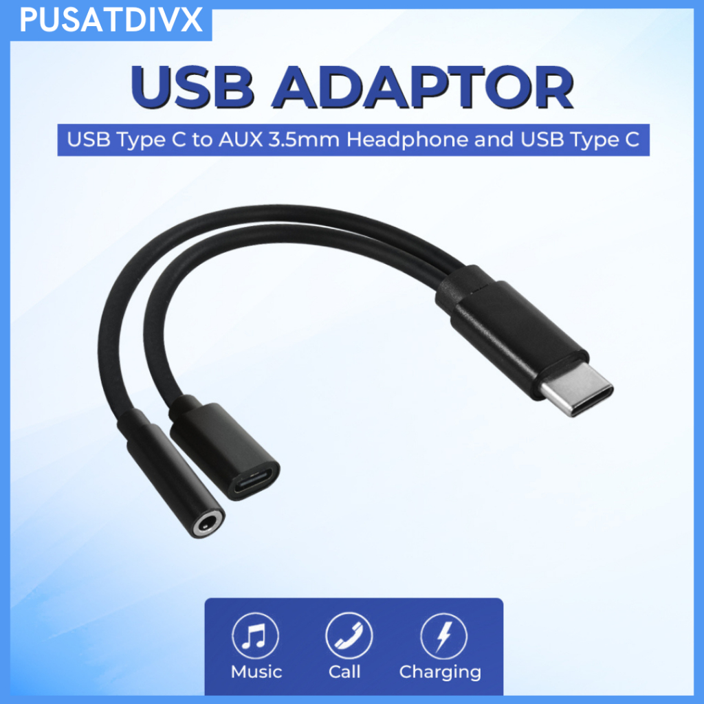 ROBOTSKY KABEL ADAPTER 2 IN 1 USB TYPE C TO AUX 3.5MM HEADPHONE TYPEC CONVERTER
