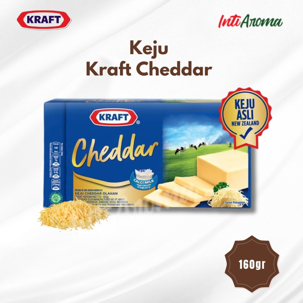 

Kraft Keju Cheddar Blok, 150gr Keju Kraft Asli dari susu New Zealend