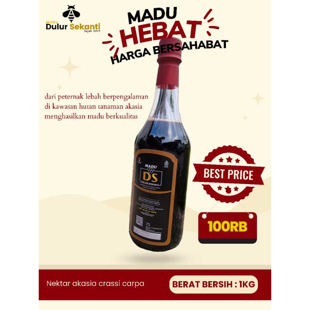 

1000 gram / 1 Kg Madu Lebah Unggul Budidaya Nektar Dominan Akasia Carpa (Hitam)