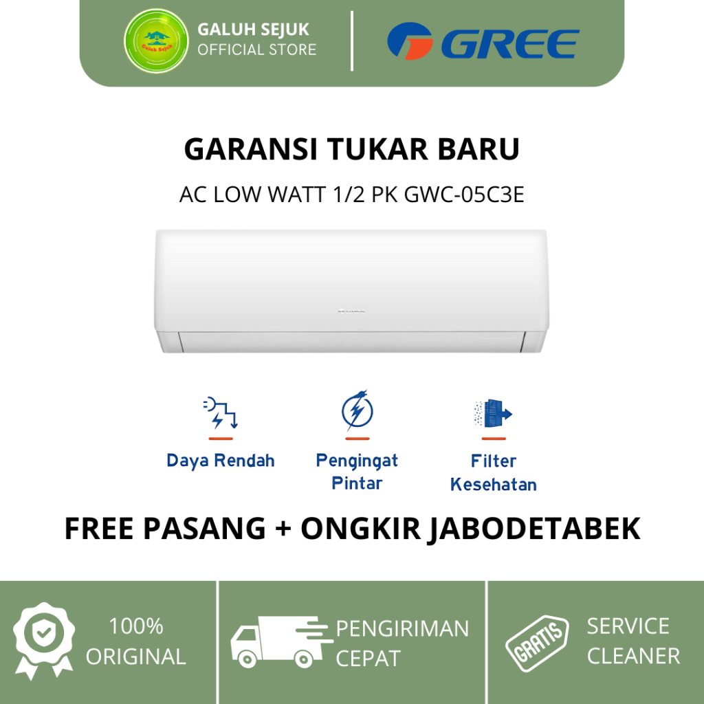 GREE AC LOW WATT 1/2 PK GWC-05C3E - AC GREE 0.5PK