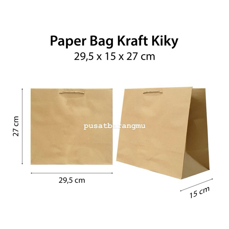 

[ISI 10] Paper Bag Lebar Kraft Kiky(29.5x15x27cm) Brownies Takeaway Cafe Bouquet Bunga Florist Restoran