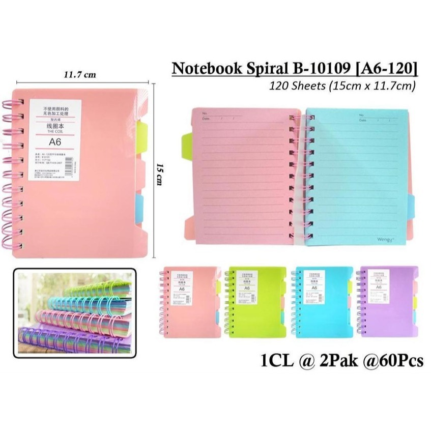 

WENGU NOTEBOOK SPIRAL RING - BUKU CATATAN SPIRAL 120 LEMBAR B10109-A6