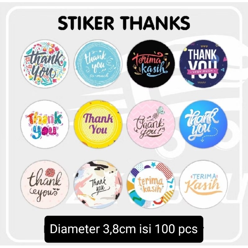 

(100pcs) Stiker Thank You Besar 3,8cm Stiker Terimakasih