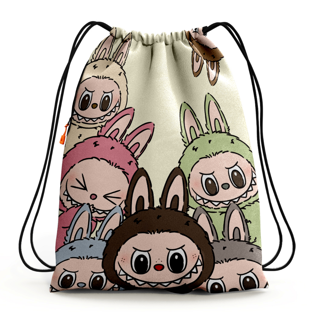 Tas Serut - Stringbag Kanvas Tebal Lucu Full Printing Dino