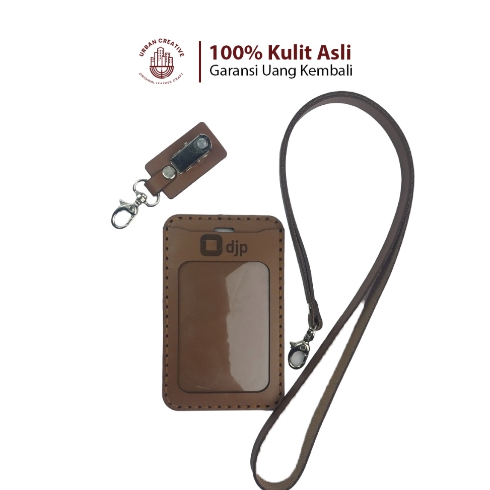 

KODE I6V8 URBAN CREATIVE Gantungan Nametag Tempat ID Card Holder Kulit Lanyard Custom Free Desain Grafir