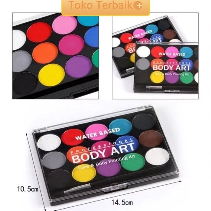 

KODE L5G6 Body Art 15 Colour Set 2 Brush Face Painting Body Paint Art Supplies Stationery