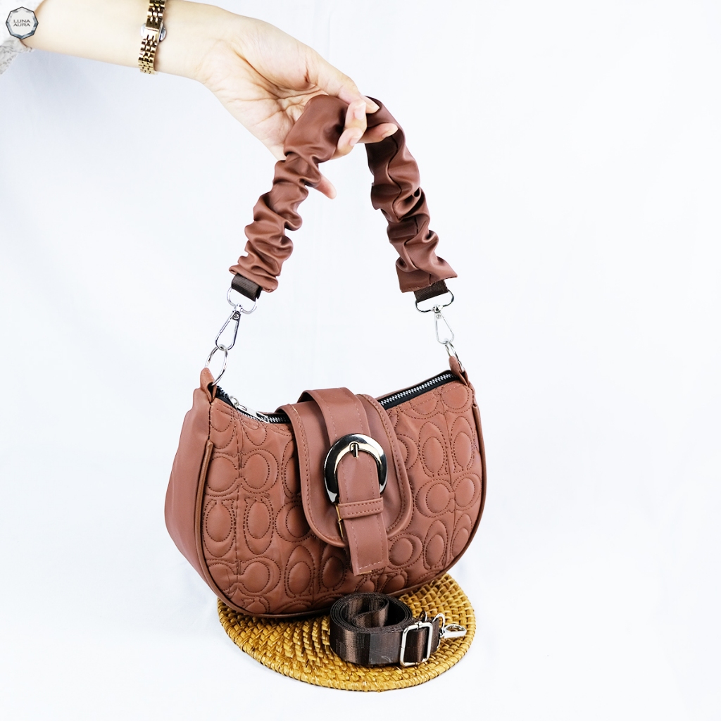 Aly LUNA AURA [ Pilih Lokal ] Tas Selempang Hobo Wanita New Bordir IW 2507 Tas Selempang Bulan Tas