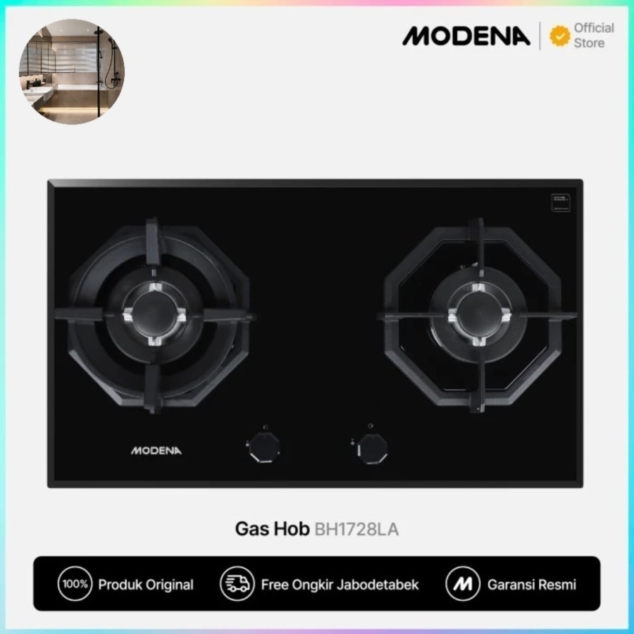 MODENA KOMPOR TANAM BH 1725 LA GAS HOB / KOMPOR GAS TANAM MODENA / KOMPOR TANAM KACA / KOMPOR MODENA