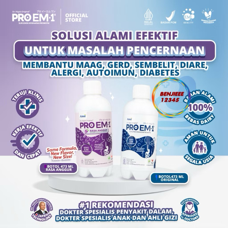 (473) PROEM1 473ml Probiotik anak dewasa bakteri baik memelihara kesehatan pencernaan suplemen keseh