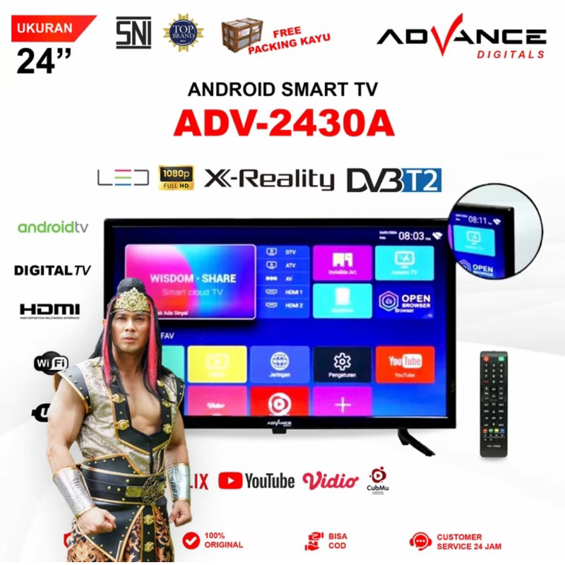 ADVANCE TELEVISI 24" inch | ANDROID TV 24" | SMART TV 24" inch | ADV 2430A