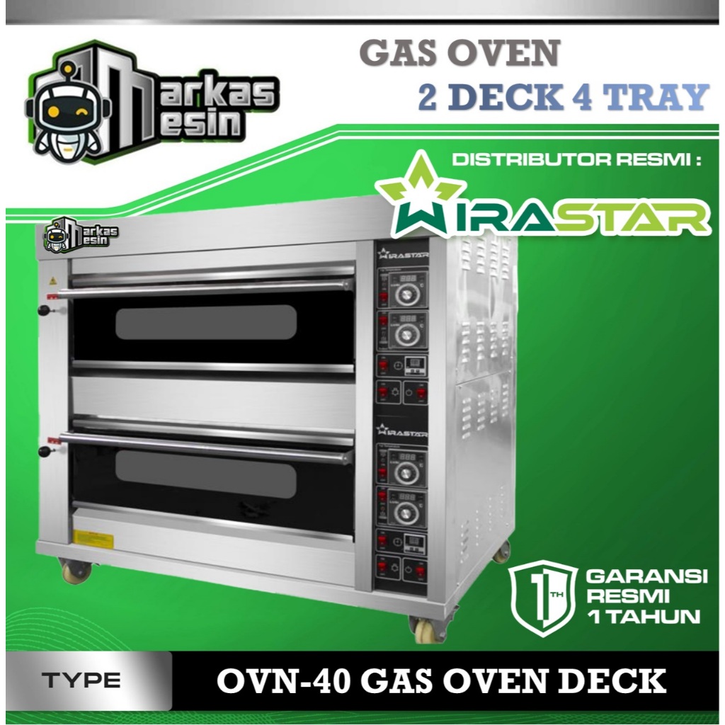 Oven Gas 2 Deck 4 Tray WIRASTAR OVN-40 Oven Deck Gas Pemanggang Roti