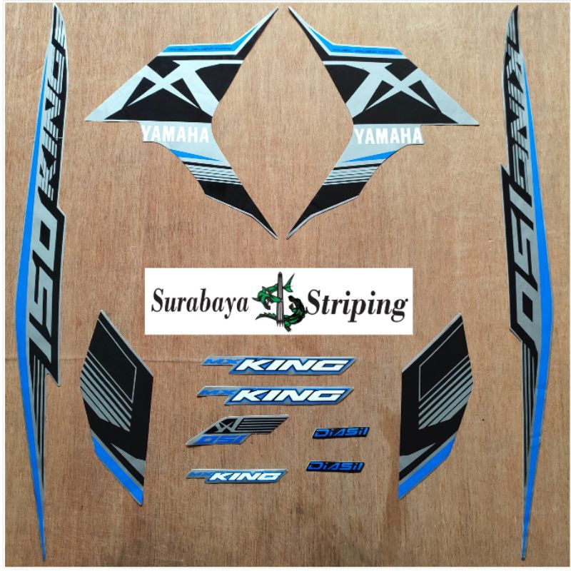 Striping sticker Yamaha Jupiter MX King 150 silver biru tahun 2017 2018