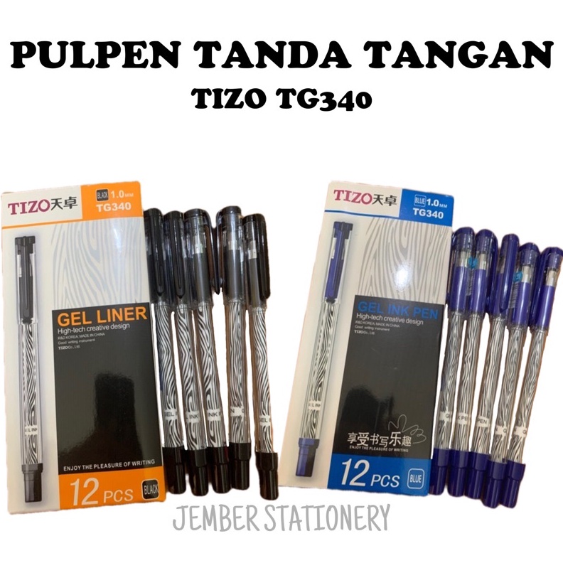 

KODE L8P9 12pcs Pulpen Tizo TG34 1 MM Pen Tanda Tangan