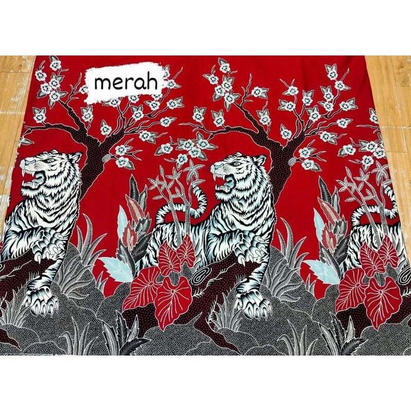 Kain Katun Batik premium motif harimau noleh merah