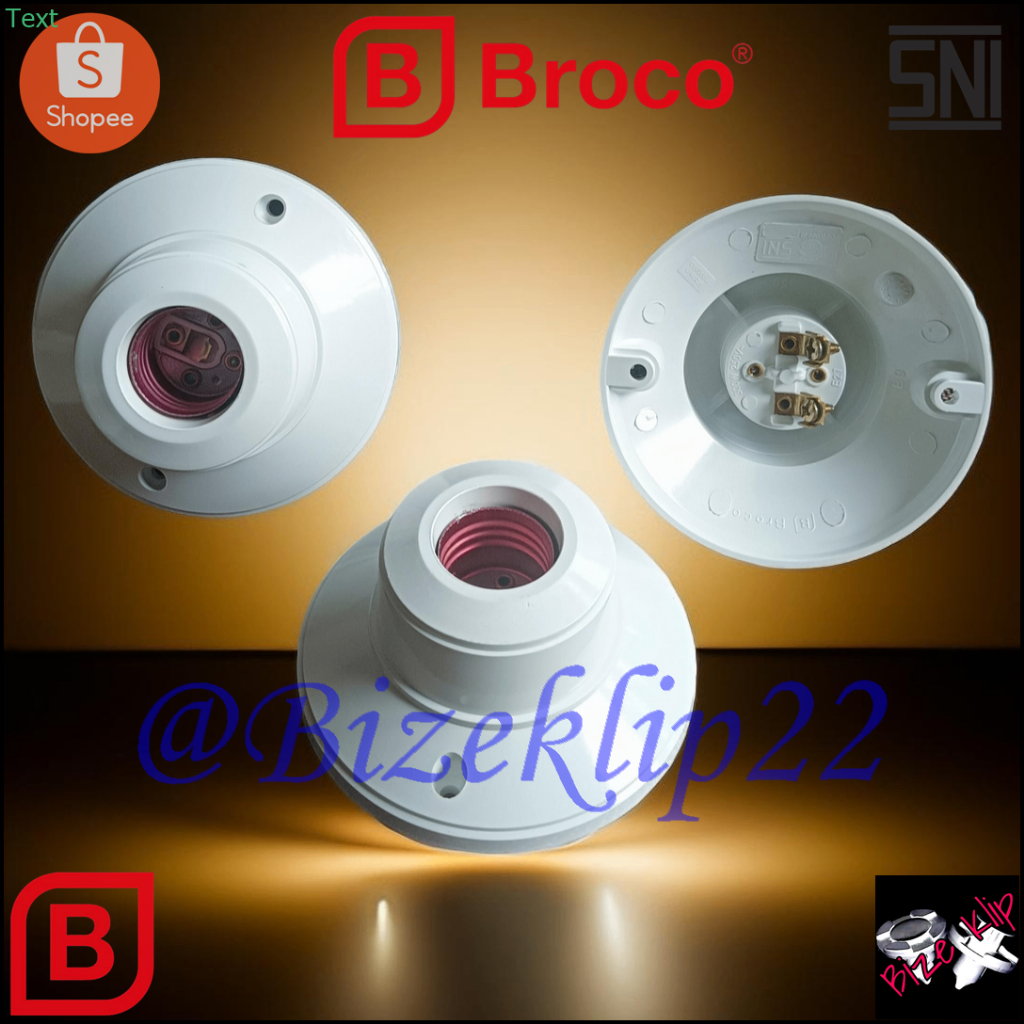 Broco Fitting lampu Plafon Bulat / Ceiling Lamp Holder type 1212 Putih