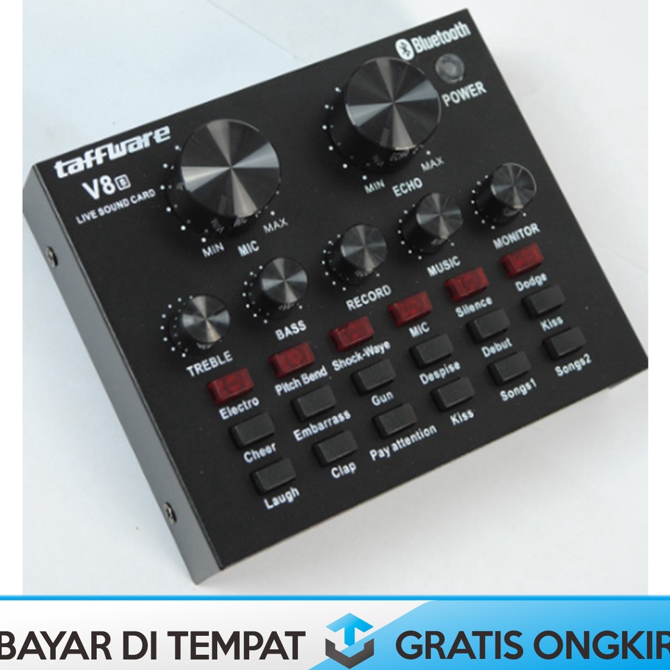 Paling Keren  PAKET LENGKAP SOUNDCARD V8 PLUS ORI TAFFWARE V8S BLUETOOTH USB MURAH