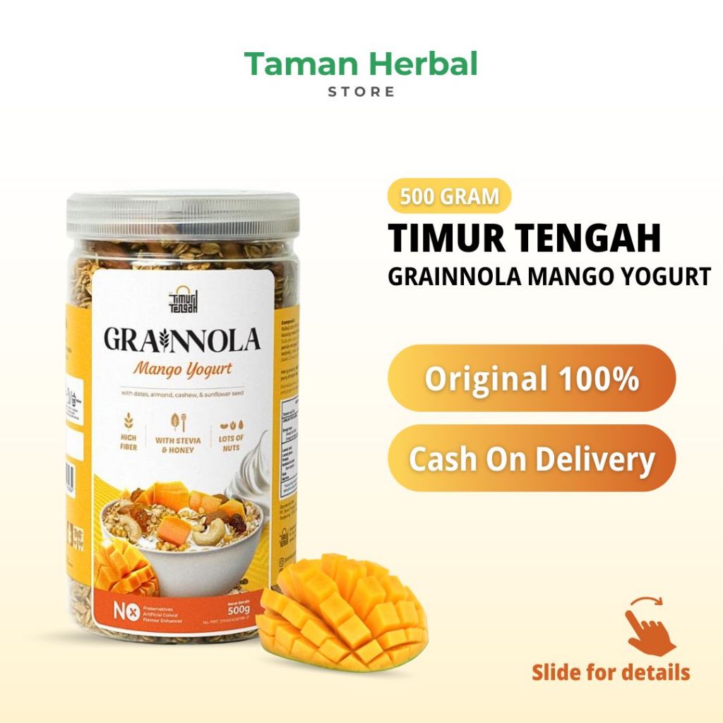 

Timur Tengah Granola Grainnola Mango Yogurt (500 Gram) | Sereal Makanan Cemilan Sehat