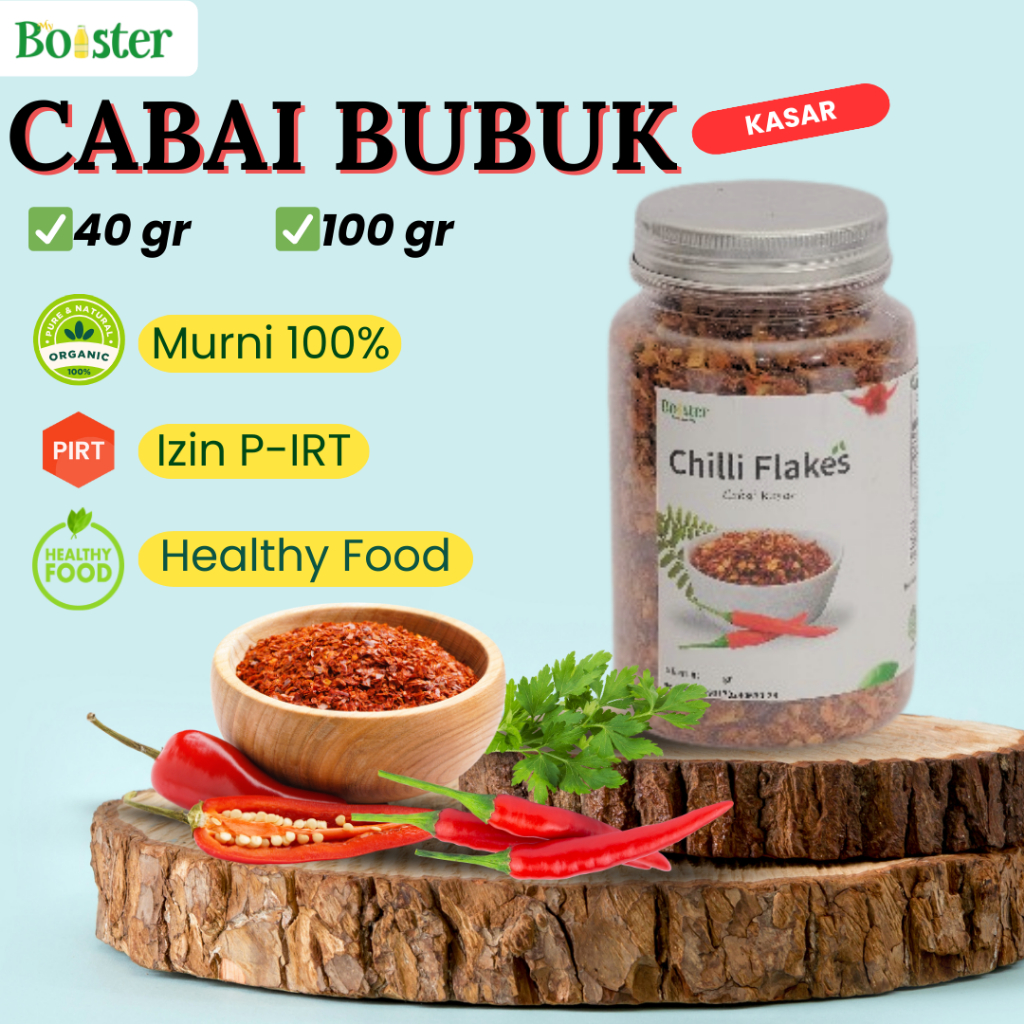 

MYBOOSTER CABAI BUBUK KASAR CHILI FLAKES NON MSG CABE BUBUK GILING KASAR PEDAS BUMBU REMPAH ASLI