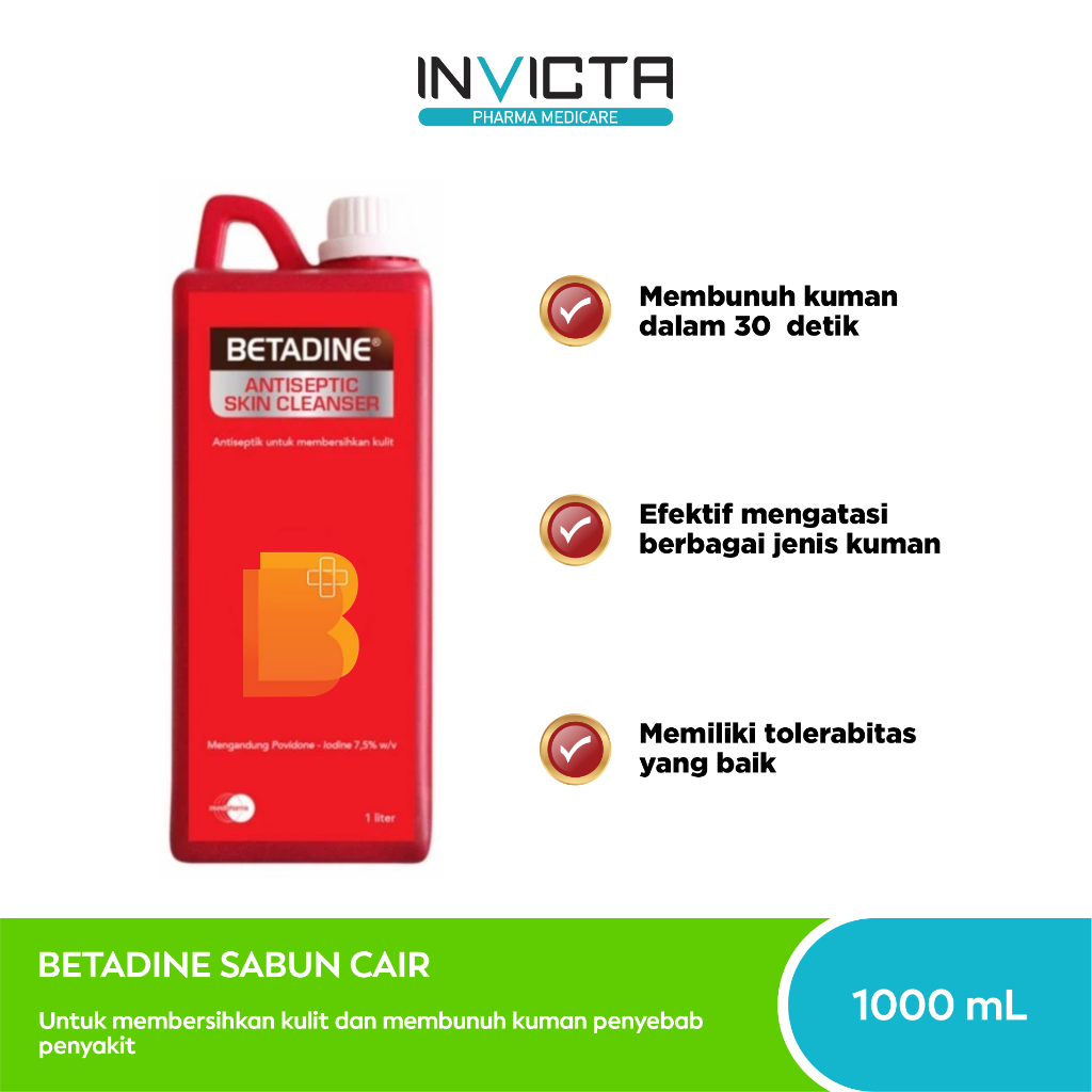 Betadine Sabun Cair (Antiseptic Skin Cleanser) - 1000 ml