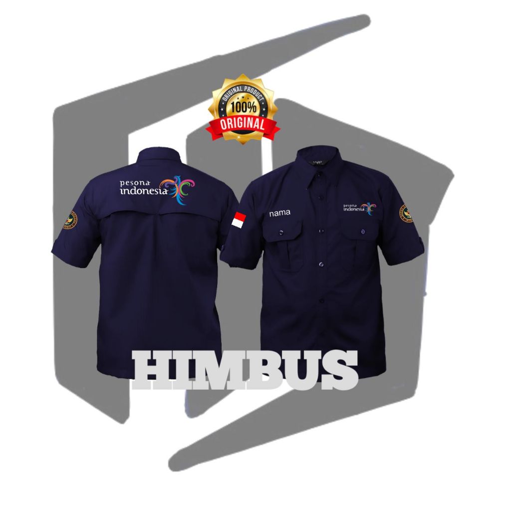 KEMEJA PDH PDL LENGAN PENDEK CUSTOM BORDIR PESONA INDONESIA KUALITAS TERBAIK KEKINIAN