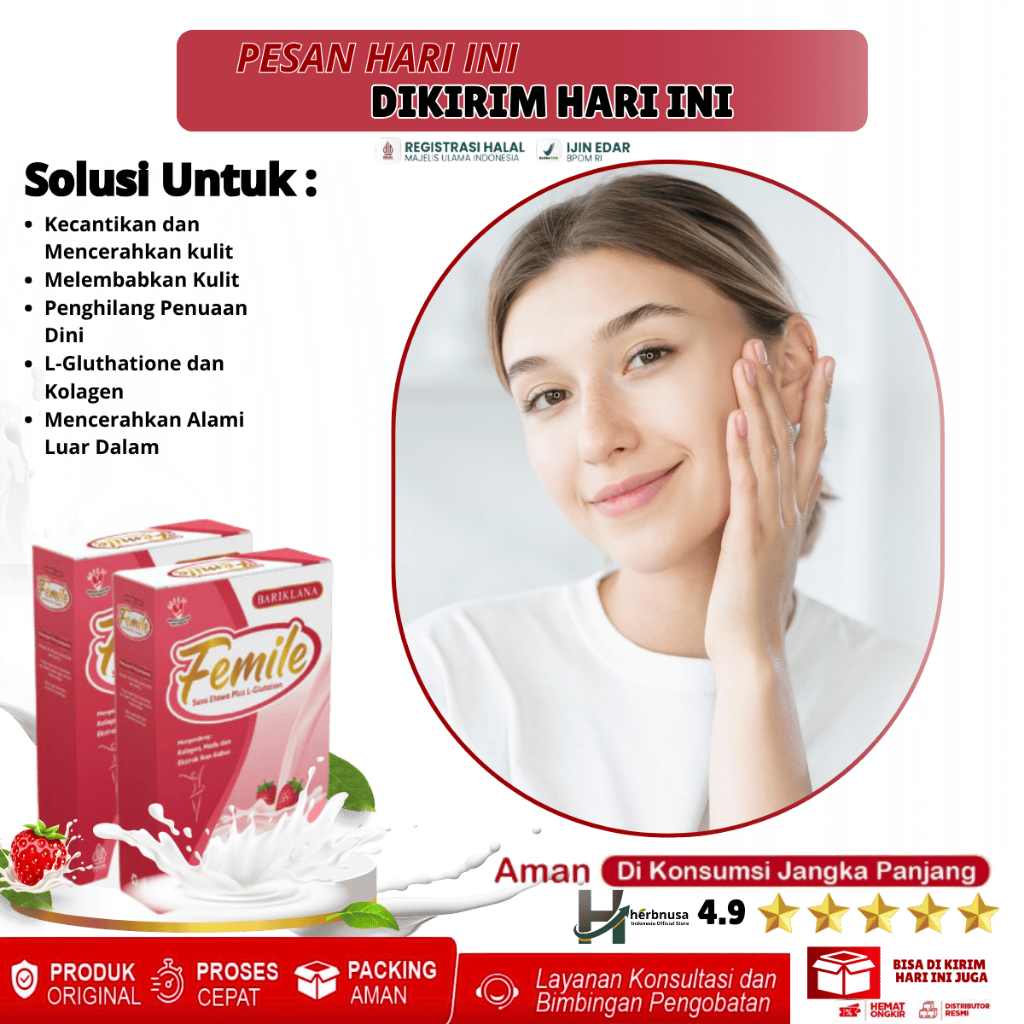 

[ BISA COD + GARANSI ] [ GRATIS JAHE ] FEMILE Susu Etawa Plus L-Gluthatione dan Kolagen | Susu Etawa untuk Kecantikan dan Mencerahkan kulit | isi 200 gr