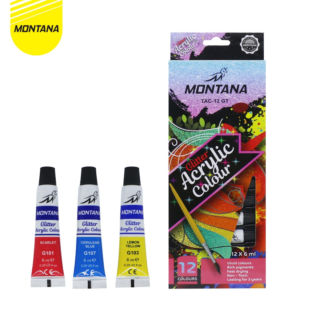 

MONTANA Acrylic Colour Cat Akrilik 12 Warna Rich Pigments & Fast Drying TAC-12PT
