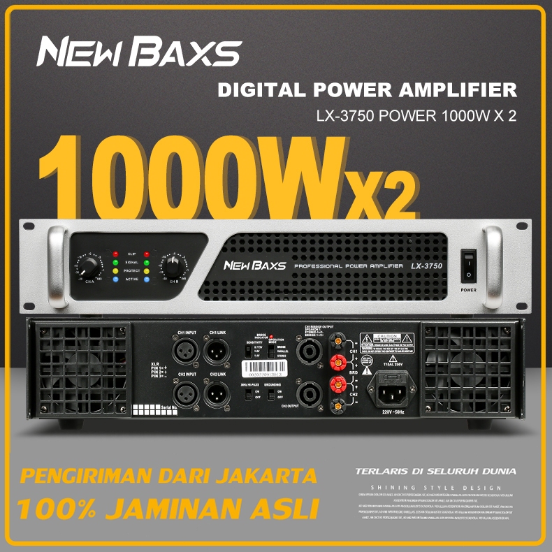 NEW BAXS Power amplifer 2 channel murah LX-3750 power amplifier 2 channel 4-ohm 8-ohm Peralatan Audi