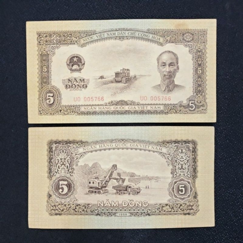 KERTAS ASING KUNO VIETNAM 5 DONG TAHUN 1958 UANG VIETNAM