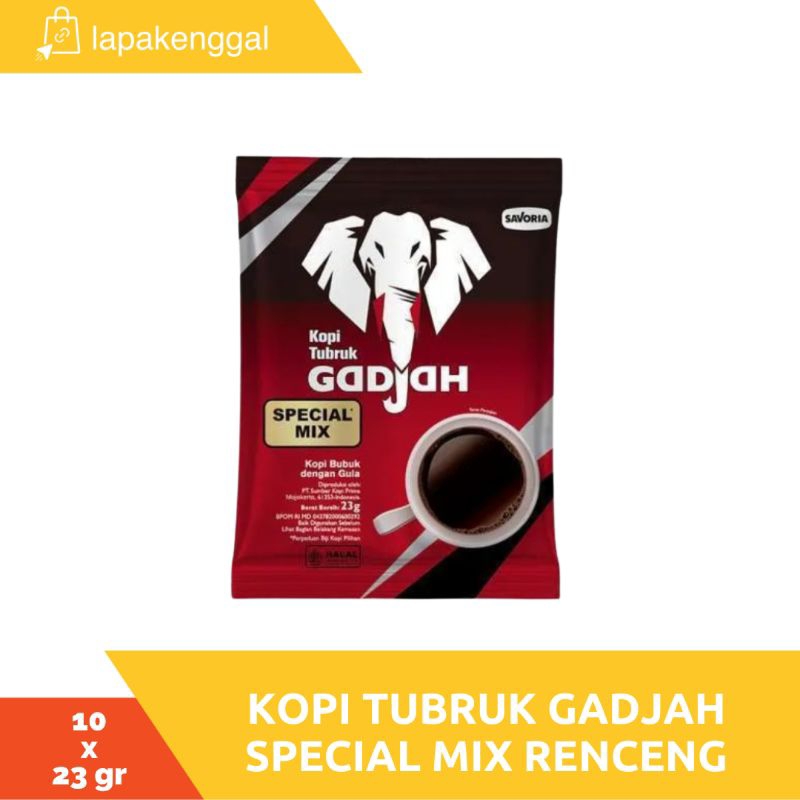 

Kopi Tubruk Gadjah Special Mix 23gr Renceng 10 Sachet