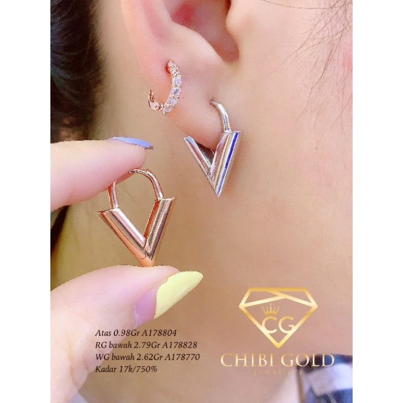 Anting segitiga JAWELLERY - anting emas 750 kadar 17k-chibigold