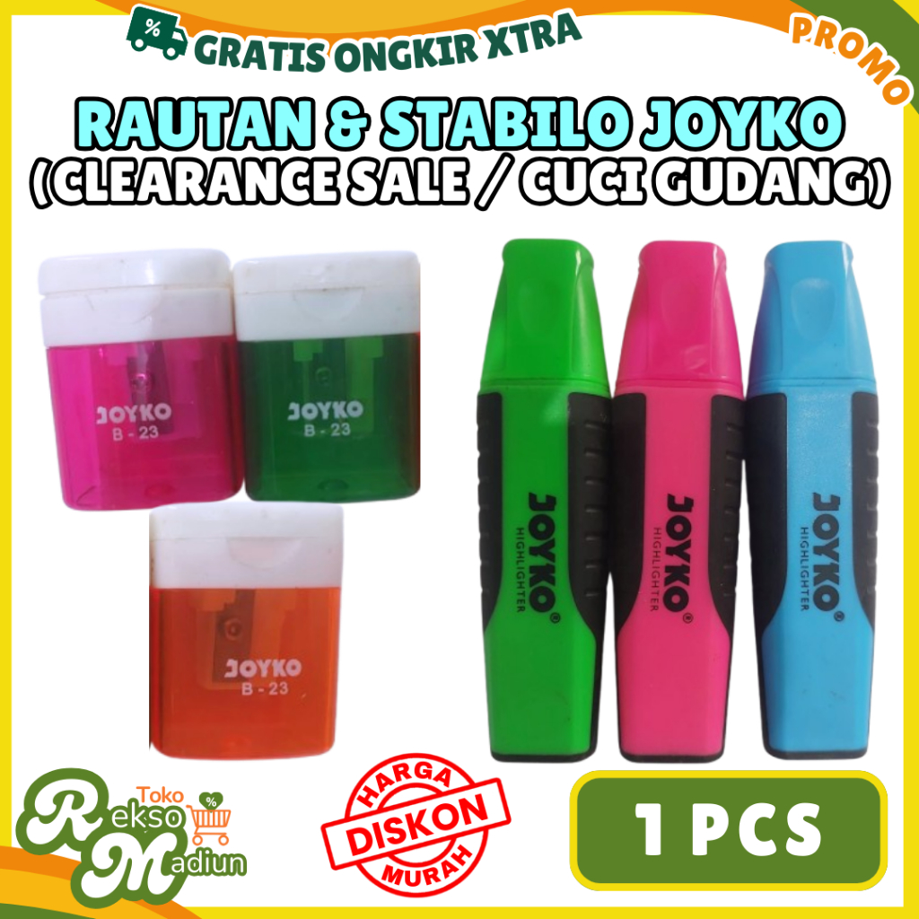 

CUCI GUDANG JOYKO Rautan Pensil B-23 / Stabilo Highlighter HL 1-5 - Sharpener Serutan /Penanda Warna