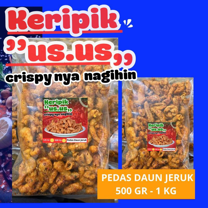 

Keripik Usus Ayam bumbu pedas daun jeruk ( bumbu bali) gurih, renyah, pedas, 250 gram, 500 gram, 1 kg