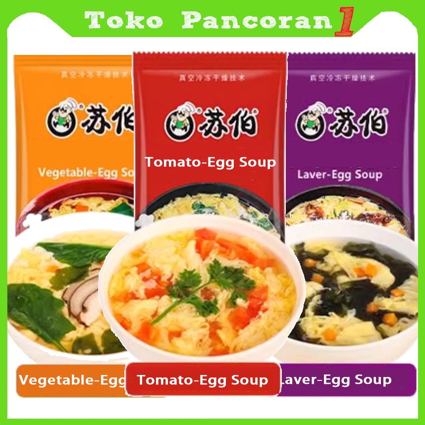 

SUP INSTAN/ kuah instan / soup instan/egg soup/zicai sup Rumput Laut Vegetarian HALAL!