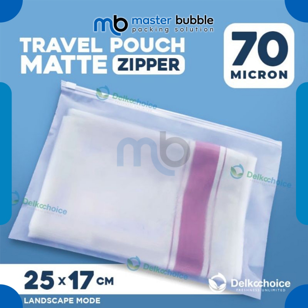 Plastik Travel Pouch Zipper Bag 25cm x 17cm - LANDSCAPE 70mic Premium Kantong Organizer Matte