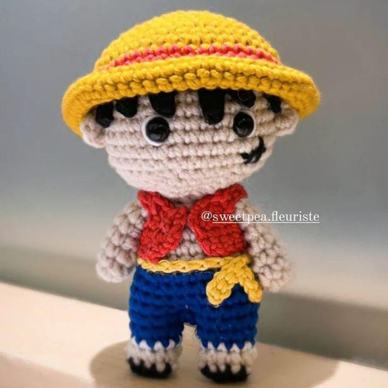 Boneka Luffy One Piece Crochet Luffy Amigurumi