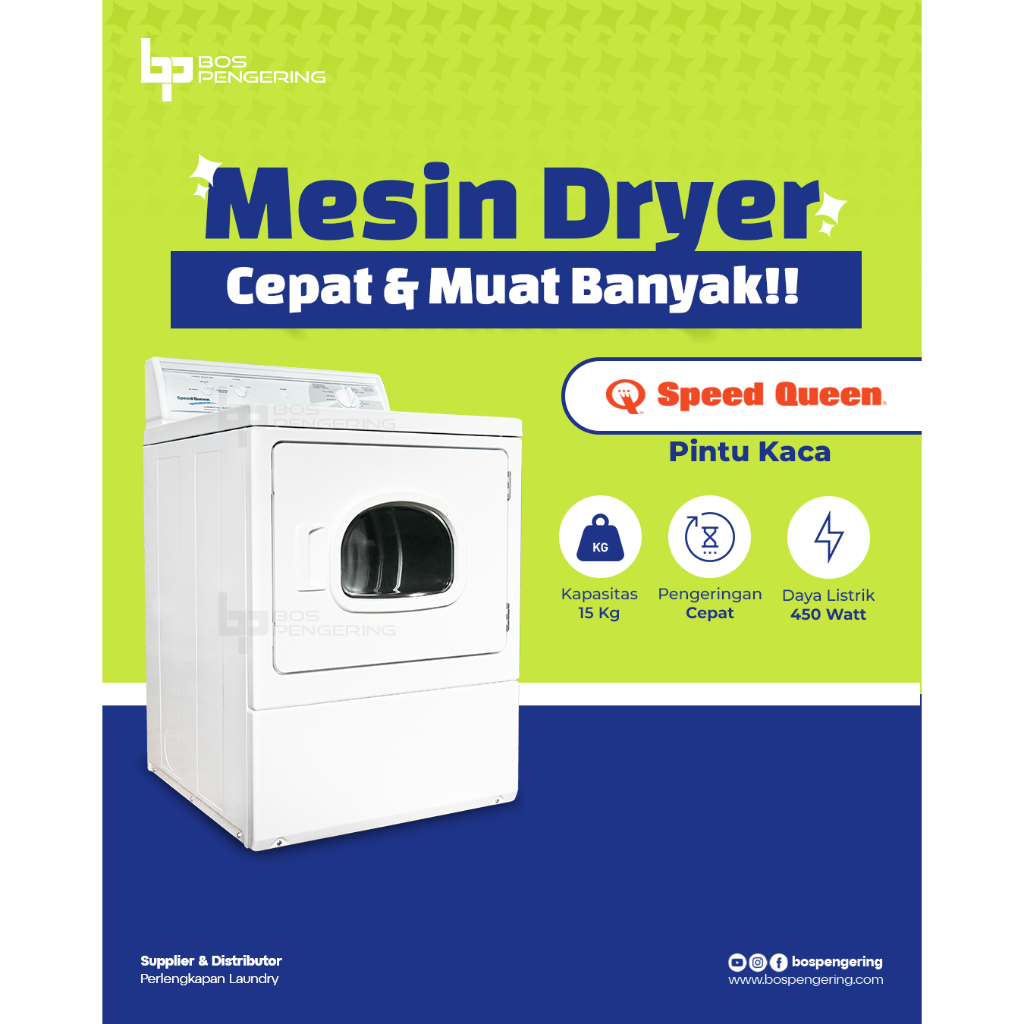 Mesin Pengering Speed Queen Pintu Kaca Dryer SpeedQueen Mesin Pengering Pakaian Dryer Baju Laundry