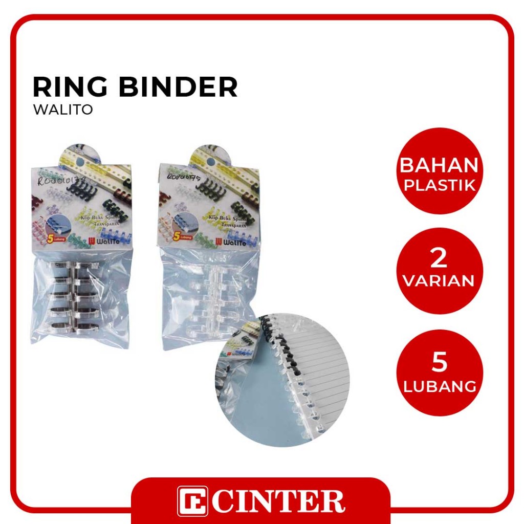 

WALITO - KLIP BUKU SPIRAL TRANSPARAN / RING BINDER 5 LUBANG
