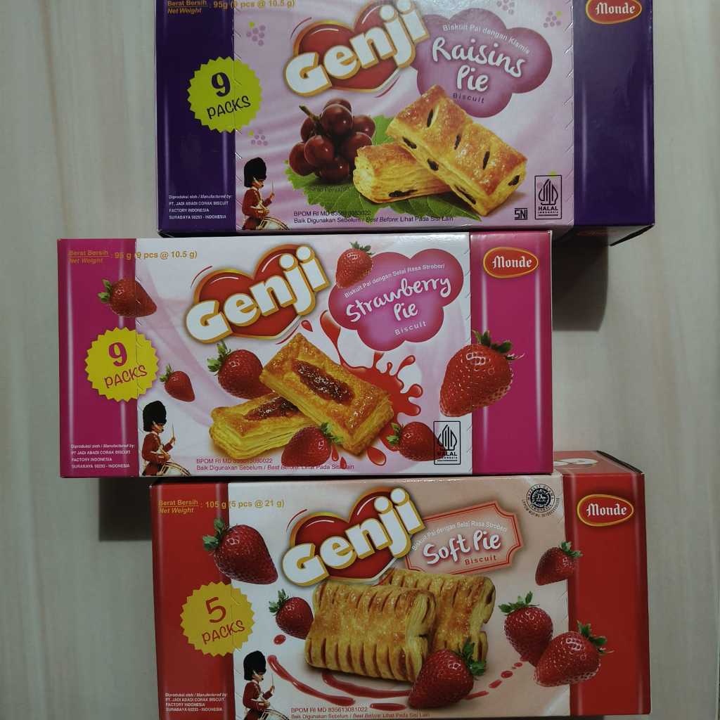 

Monde Genji Raisins Pie/ Strawberry Pie 95 gr/ Soft Pie Strawberry 105 gr