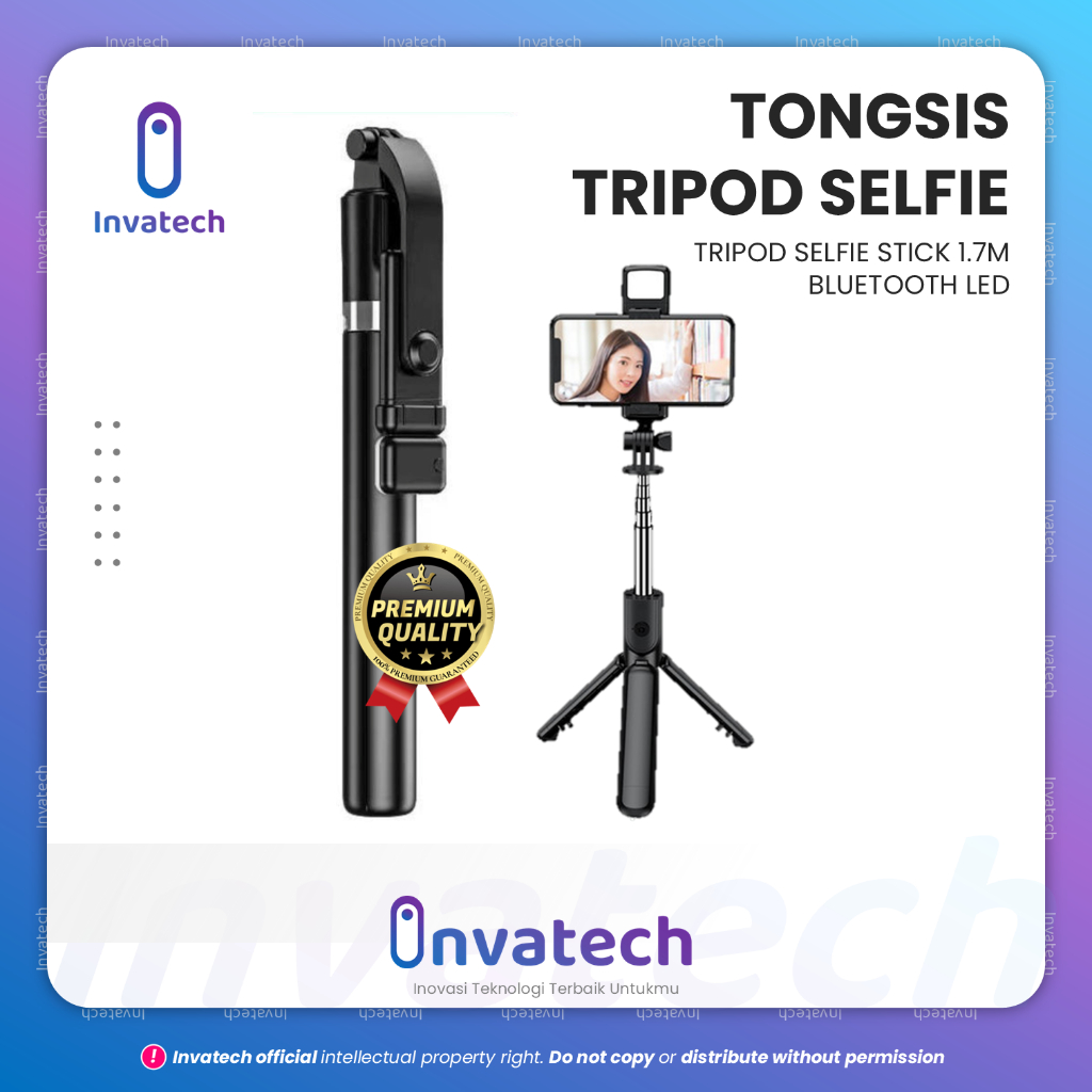 TONGSIS Bluetooth 3in1 R1S L LED 360° 1.7M / TONGSIS TRIPOD / TONGSIS 3 IN 1 / SELFIE STICK / TONGSI