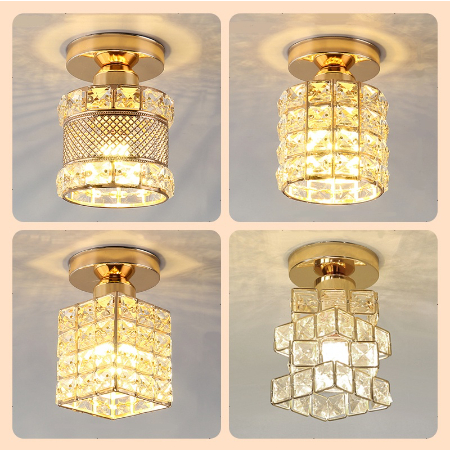 Lampu Kristal Plafon Rumah Lampu Ceiling Kristal Kotak Modern Crystal Round Ceiling Lamp Lampu Plafo
