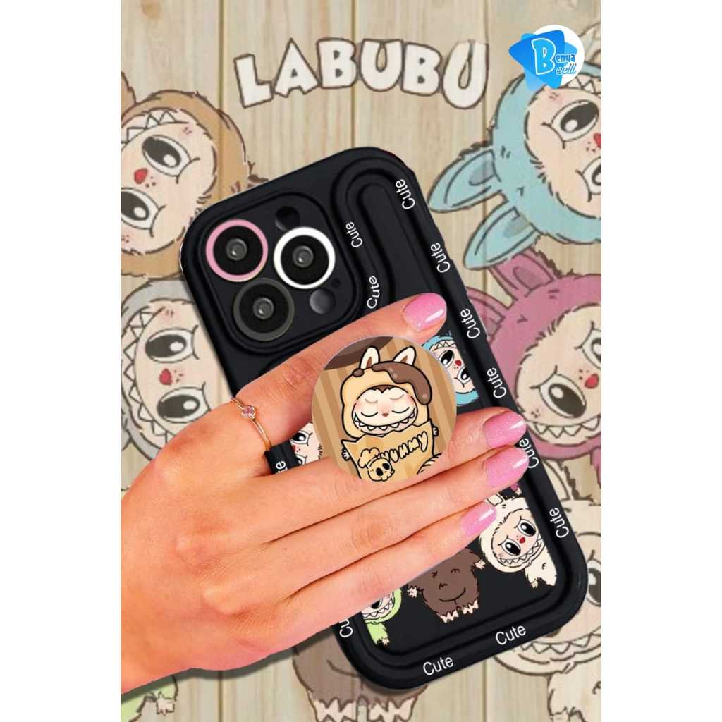SSP007 Paket Hemat Popsocket + Labubu Double Side Case Cute Silikon Softcase Casing Hp Compatible Fo