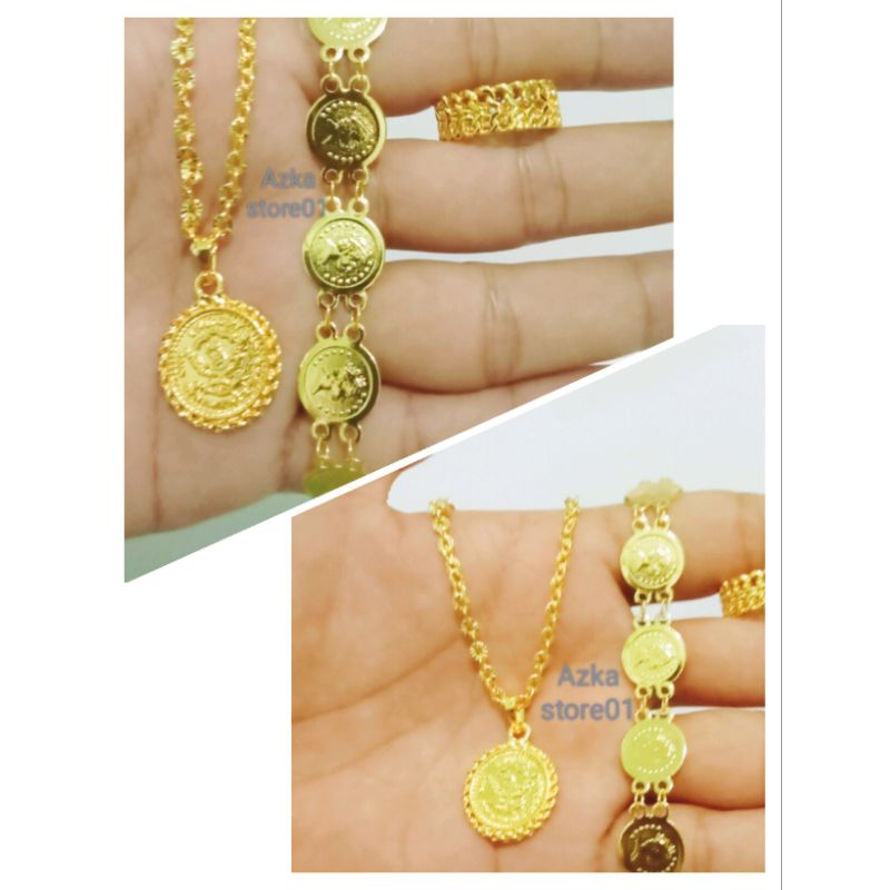 promo set perhiasan wanita koin titanium fashion kekinian