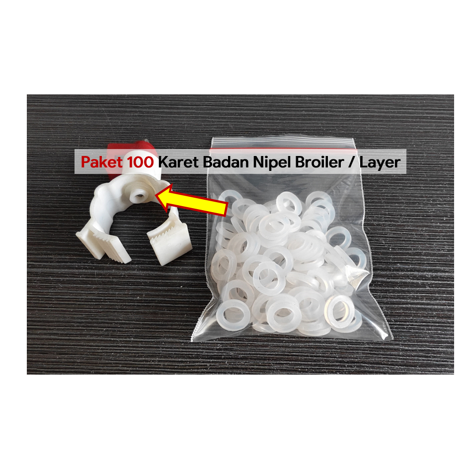 Paket 100 Karet Badan Niple Broiler Layer Ayam Tempat Minuman Ayam Otomatis Kandang Close House Pipa