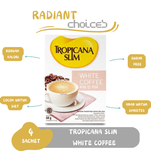 

Tropicana Slim White Coffee Kemasan Ekonomis - 4 Sachet 15 gram Kopi Susu nikmat tanpa gula